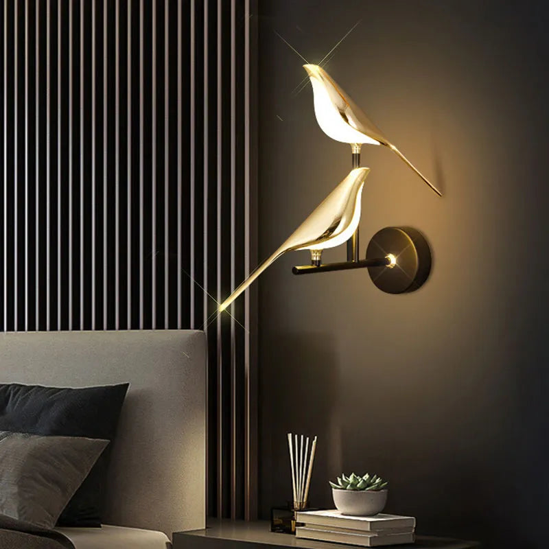 Moderne Nordic LED Gouden Vogel Wand Lamp