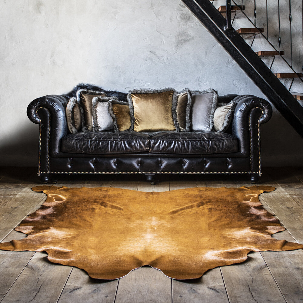 Vloerkleed Koe gekleurd cognac (250cm)