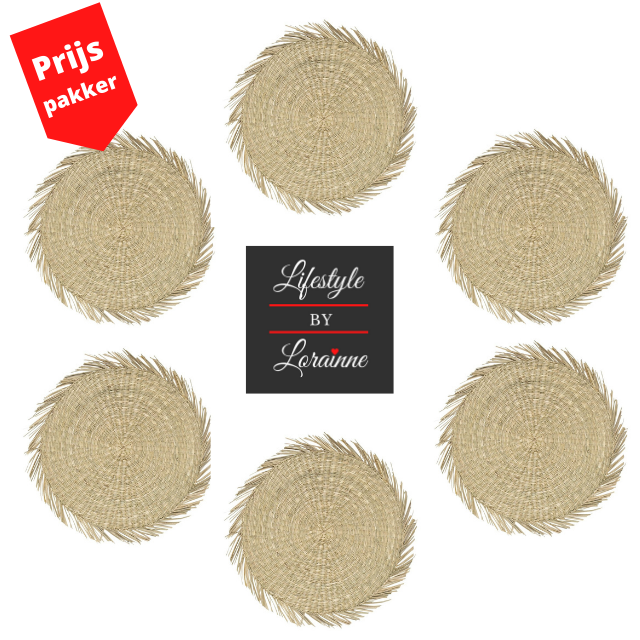Zeegras Placemat Rafels Naturel Franjes