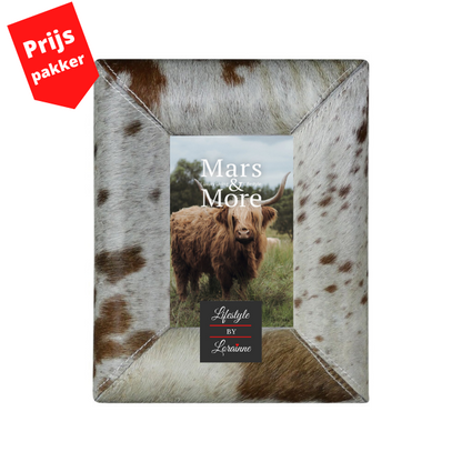 Fotolijst Koe bol bruin/wit Leer