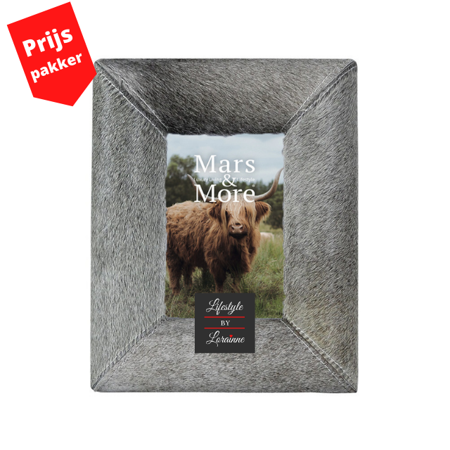 Fotolijst Koe bol grijs Leer (18 x 13cm)
