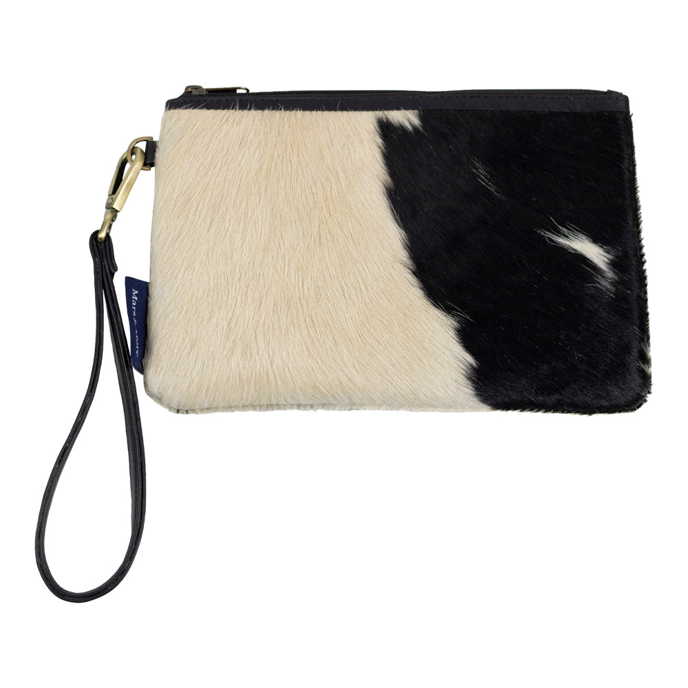 Clutch koehuid zwart/wit